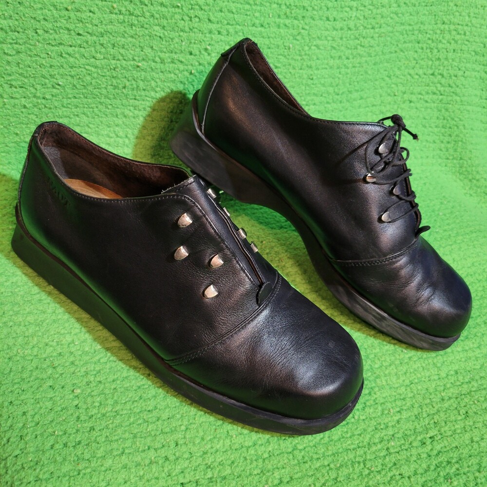 NAOT Black Leather Lace-Up Women's Dress Shoes quality designer Isreal made  vtg